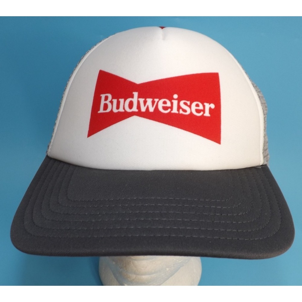Vintage Budweiser Beer Red Logo Mesh Snapback Trucker Hat Baseball Cap - Picture 3 of 11